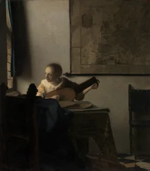 Mladá žena s loutnou, ca. 1662-63.