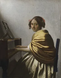 Mladá žena sedící u virginalu, kolem roku 1670