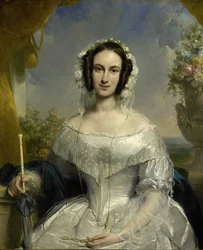 Agatha Petronella Hartsen (1814-78). Na svatební toaletě u příležitosti jejího sňatku s Janem van der Hoopem 17. března 1841