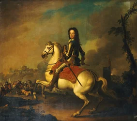 Portrét krále Viléma III v bitvě u Boyne v roce 1690