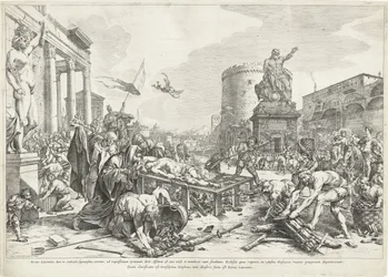 Martelaarschap van heilige Lawrence Blahoslavený Lawrence, zatímco (...) je Rome Lawrence (titul na předmětu)