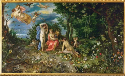 Ceres a čtyři živly (malba na mědi)