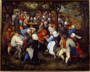 Růžový večírek nebo svatební tanec. Obraz Jana I. Brueghela Dit De Velours (1568-1625) Ec. Podvod