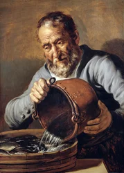 Voda a stáří: Rybář s kbelíkem a kádí s rybami, 1623-5