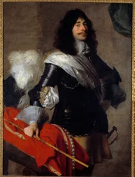 Portrét tříselného syna Pierra Corneille v uniformě jako kapitán koňských legers (Chevau legers, cca 1667 Malba Jean de Reyn (1610-1678) Versailles 17. století, musee Lambinet