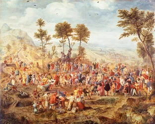 Kristus vstupující do Jeruzaléma od Jana van Amstela (asi 1500-1542), kombinovaná technika na dřevo, asi 1540