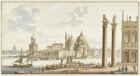 Pohled na Sta. Maria della Salute z náměstí svatého Marka v Benátkách