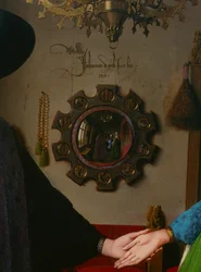 Arnolfini Marriage, detail zrcadla, 1434 olej na desce