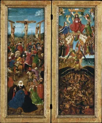 Ukřižování; Poslední soud, cca 1440-41 (olej na plátně přeneseném ze dřeva)