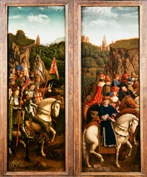 Gentský oltář. Klanění mystickému Beránkovi: Spravedliví soudci a Kristovi rytíři, 1432