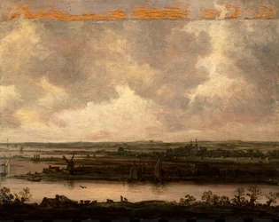 Panoramatický výhled na řeku Spaarne a Haarlemmermeer