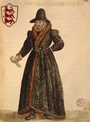 Anglický velvyslanec, Jan van Grevenbroeck nebo Giovanni Grevembroch (1731-1807), Gli Abiti de Veneziani, z ilustrované knihy kostýmů, akvarel