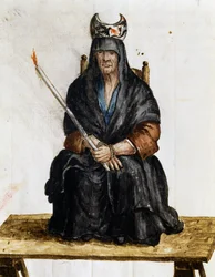 Čarodějka, ilustrace z Kostýmů Benátčanů téměř každého věku, pilně sbíraná a malovaná v 18. století, Giovanni di Grevembroch (1731-1807)