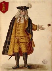 Španělský velvyslanec, Jan van Grevenbroeck nebo Giovanni Grevembroch (1731-1807), Gli Abiti de Veneziani, z ilustrované knihy kostýmů, akvarel