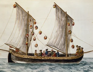 Benátská loď vyzdobená pro svátek Vykupitele, Jan Grevenbroeck (1731-1807), akvarel, Itálie