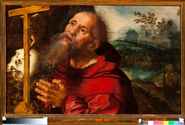 Znázornění svatého Jeronýma (sv. Jeronýma) Obraz od Jana Sanderse Van Hemessena (asi 1504-asi 1575)