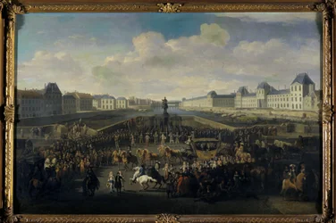 Ludvík XIV. se blíží k pařížskému Pont Neuf