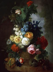 Zátiší s růžemi a delfiniemi. Obraz od Jana van Ose (1744-1808). Soukromá sbírka.