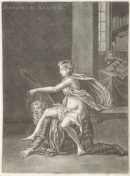 Sokratovi se jeho žena vysmívala Socrates a Xanthippe (titul na objektu)