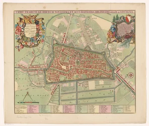 Plattegrond van de stad Utrecht Nejnovější a nejpřesnější kresba města překračujícího Rýn (název na objektu)