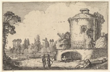 Krajina s kulatou věží, ca. 1616.