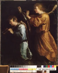 Tobiáš a anděl (Tobiáš a anděl). Obraz Jana van de Venne (před 1600-po 1651). Olej na plátně