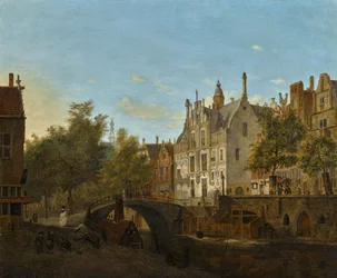 Pohled na Oude Delft s Gemeenlandshuis