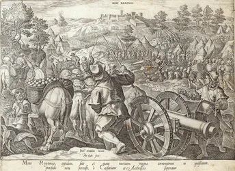Bitva u Mons Regionis, deska z "Dějin Medicejských", vyryl Philip Galle (1537-1612), asi 1583