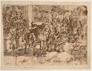 Vynález třmenu, design pro "Staphae, sive stapedes", pl. 9 v edici Nova Reperta (Nové vynálezy moderní doby).
