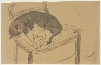 Spící kočka recto Torzo nahé ženy verso, první třetina 1900.