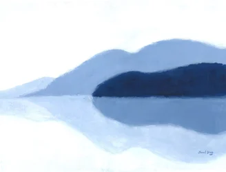 San Juan Islands Reflections, cca 2021 (kasein na papíře)