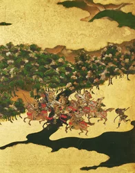 Bitva u Hogenu v roce 1156, období Momoyama (1568-1615) (inkoust na papíře)