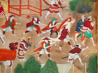 Osakazu Byobu - japonské osmipanelové skládací plátno (malba)