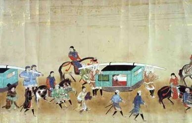 Část šestého korejského velvyslanectví v Japonsku v době nástupnictví Tokugawa Ietsuna v roce 1651, možná Kano Masanobu (1625-94) 1655-57 (svitkový obraz) (viz také 120824)