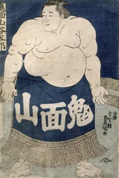 Sumo Wrestler (barevný dřevoryt)