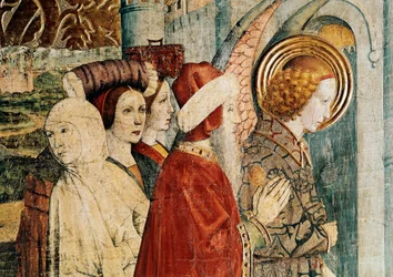 Oltářní obraz svatého Bernardina a anděla strážného, detail letu Lotha
