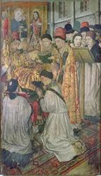 Panel Řádu svatého Vincence od biskupa ze Saragossa, sv. Valerio (olej na panelu)
