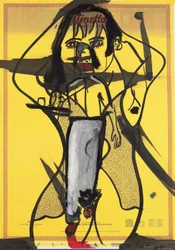 Letiště, 2016 (kombinovaná technika na akvarelovém papíře na panelu s receptem na rubu)