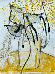 Fleur De Sel No. 08 Gold Black White Monotype, 2021 (olej na papíře)