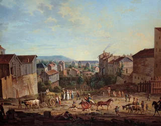 Bašta Michottes v Nancy. Obraz Jean Baptiste Claudot (1733-1805), cca 1801. Nancy, Musee Historique Lorrain - Michottes Bastion v Nancy (Francie). Obraz Jean Baptiste Claudot (1733-1805)