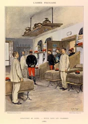 Typy a uniformy francouzské armády kapitána Julese Richarda, ilustrované Edouardem Detaillem (1848-1912): Řádová pěchota: Revue dans les Chambers en 1885, Soukromá sbírka