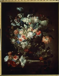 ""Květiny"" (Květiny). Stálý život. Obraz Jean Baptiste (Jean-Baptiste) Monnoyer (1636-1699). Olej na plátně. Francouzské umění, barokní styl. Puškinovo muzeum výtvarných umění, Moskva
