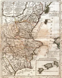 Mapa království Valencie a Murcie (Španělsko) (rytina