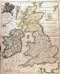 Mapa království Anglie, Skotska a Irska (Velká Británie)