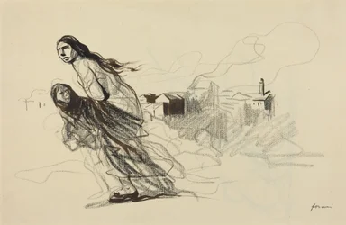 Podle Douai, pravděpodobně 1918 (kresba tuší)