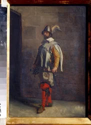 Huguenot (Huguenot). Protestantský francouzský kalvinista během náboženských válek. Obraz Ernest Jean Louis Meissonier (1815-1891). Olej na plátně. francouzské umění. Státní muzeum umění, Tula (Národní muzeum Tula, Rusko)
