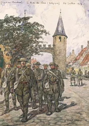 Flanderská fronta, brána Loo (Belgie), 30. července 1917 (akvarel na papíře)