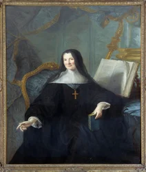 Portrét Anne Geyssans de Clermont-Chatte (Clermont Chatte), abatyše z Chelles (zemř. 1789), rozměry 1,46x1,14 m