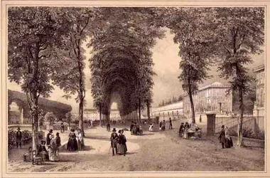 Pohled na Jardins des Plantes, publikoval Auguste Bry (litho)