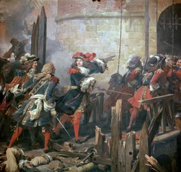 Ludvík XIV. vede útok na Valenciennes, 17. století.